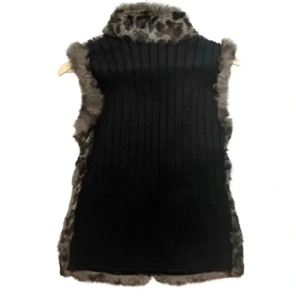NWOT Jocelyn Reversible Leopard Fur Wool Vest - Picture 3 of 3